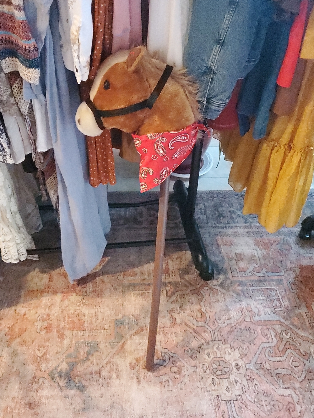 Children's Plush Hobby Horse with Red Bandana